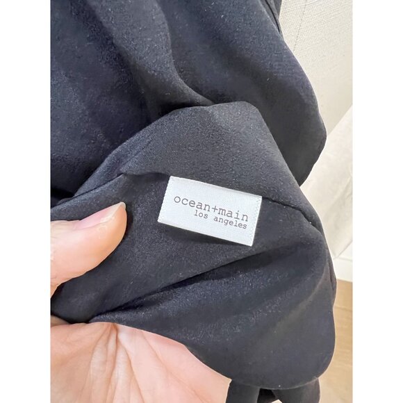 OCEAN + MAIN Black Silk V-Neck Placket Long Caftan Sz 2X - Picture 11 of 12